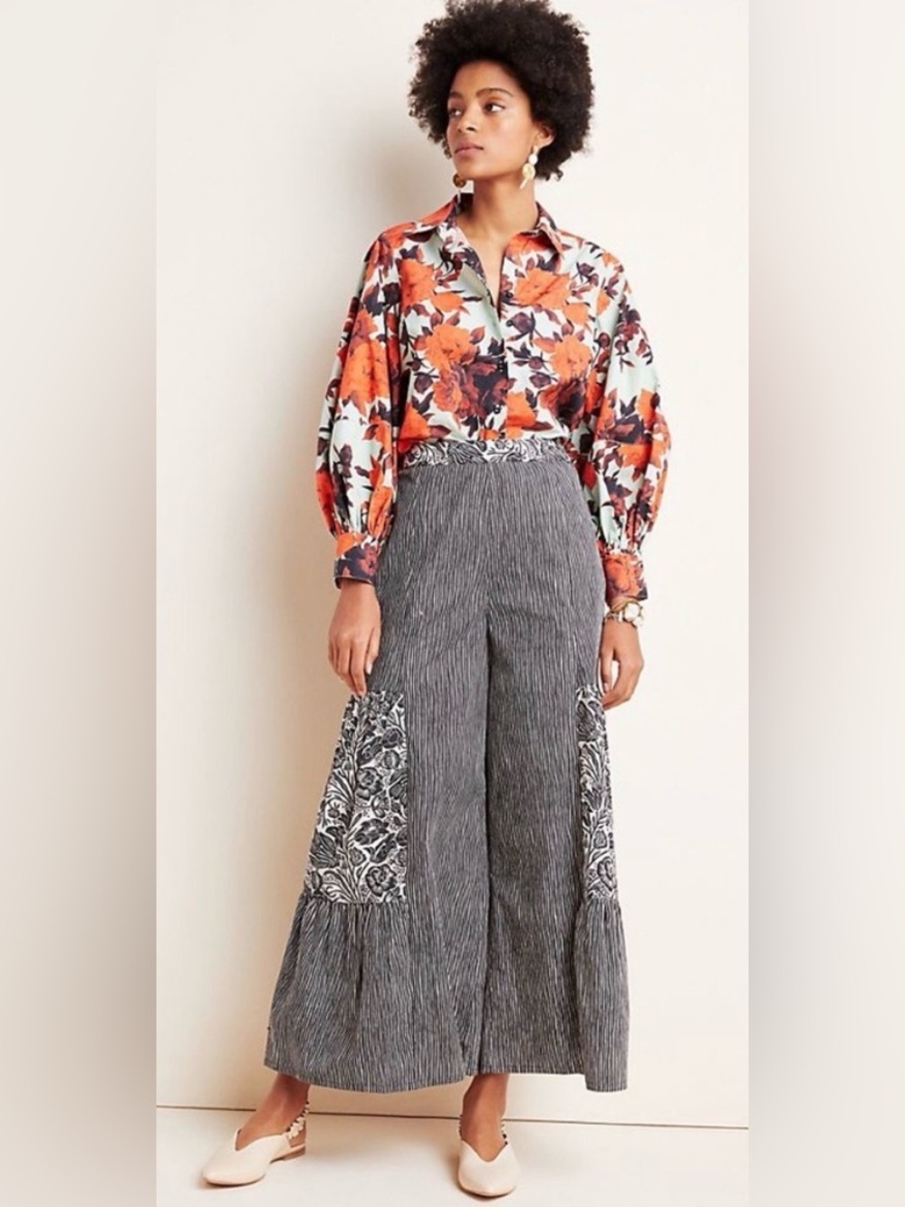 Anthropologie Bloomingprint Wide Leg Pants
